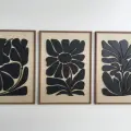 Tropikal Yapraklar Dekorlu Duvar Tablosu 45x25 3 Adet