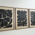 Tropikal Yapraklar Dekorlu Duvar Tablosu 45x25 3 Adet