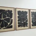 Tropikal Yapraklar Dekorlu Duvar Tablosu 45x25 3 Adet