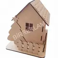 Yılbaşı Dekorlu Ağaçlı Boyanabilir Ahşap Ev Okul Aktivite Etkinlik