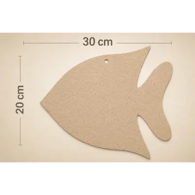 30x20 cm Boyanabilir Balık Ahşap Boyama Objesi | Ham MDF Duvar Süsü