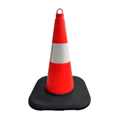 50 Cm Ağırlıklı Reflektörlü Trafik Konisi – 2,5 Kg TPE Sekizgen Tabanlı