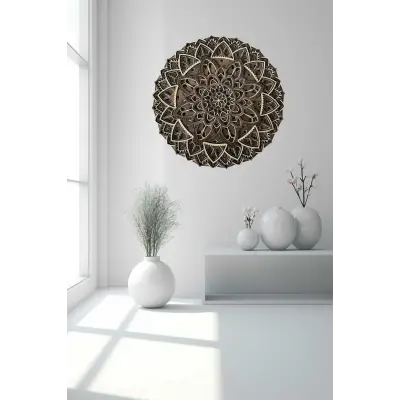 Ahşap Dekoratif Floral Mandala Duvar Dekorasyonu (40 cm)