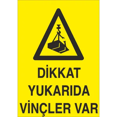 Dikkat Yukarıda Vinçler Var İş Güvenliği Uyarı Levhası