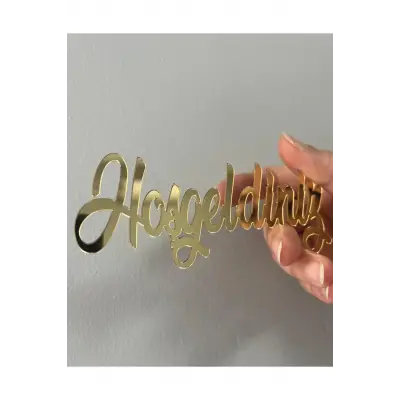Hoşgeldiniz Pleksi Etiket 1 mm gold & gümüş