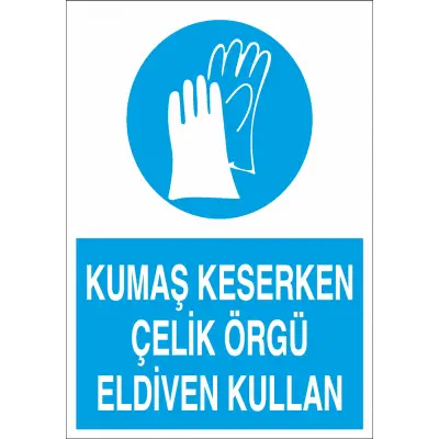 Kumaş Keserken Çelik Örgü Eldiven Kullan Levhası