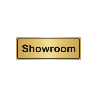 Showroom Yönlendirme Levhası 7Cmx20Cm Altın Renk Metal