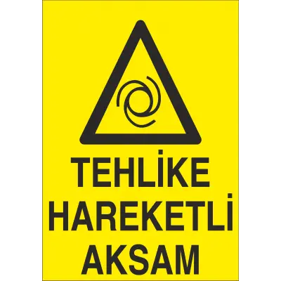 Tehlike Hareketli Aksam İş Güvenliği Uyarı Levhası