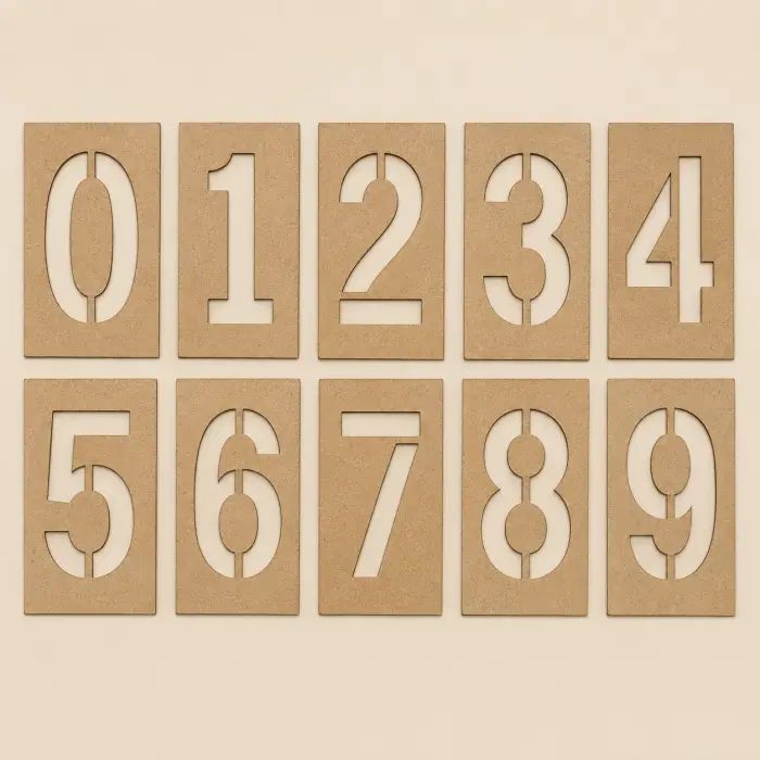 0-9 Rakam Boyama Şablonu Seti | 3 mm Ham MDF