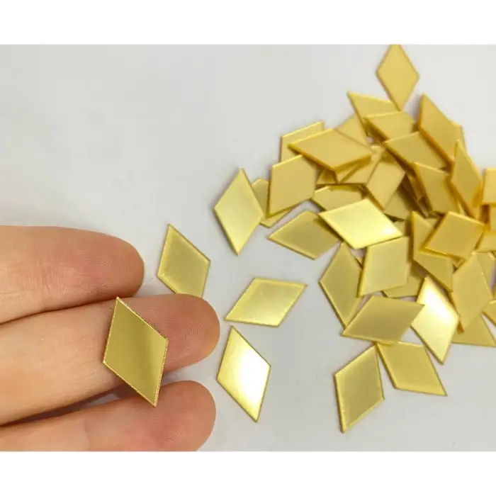 2 cm Baklava Dilimi Kendinden Yapışkanlı Pleksi Mozaik Ayna – Gold ve Gümüş Renk Seçenekli