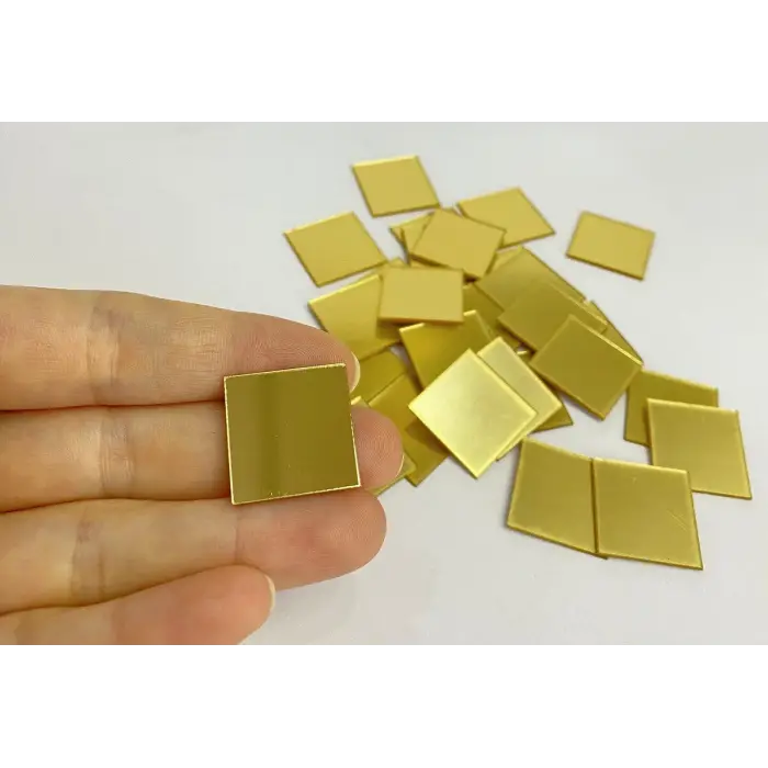 2 cm Kare Kendinden Yapışkanlı Pleksi Mozaik Ayna – Gold ve Gümüş Renk Seçenekli