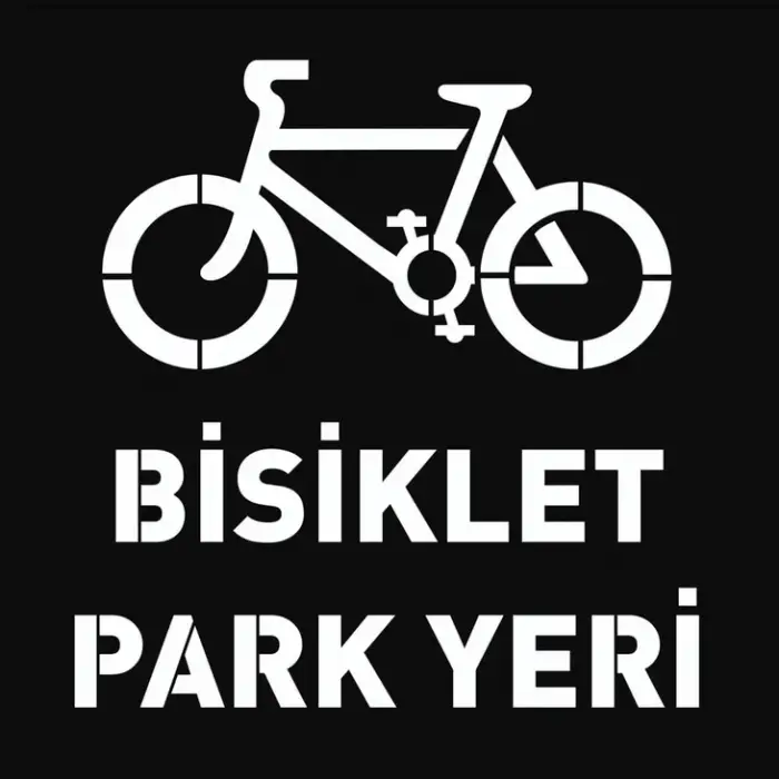 Tek Bisiklet Sembollü Bisiklet Park Yeri Boyama Şablonu 3 mm Ham MDF