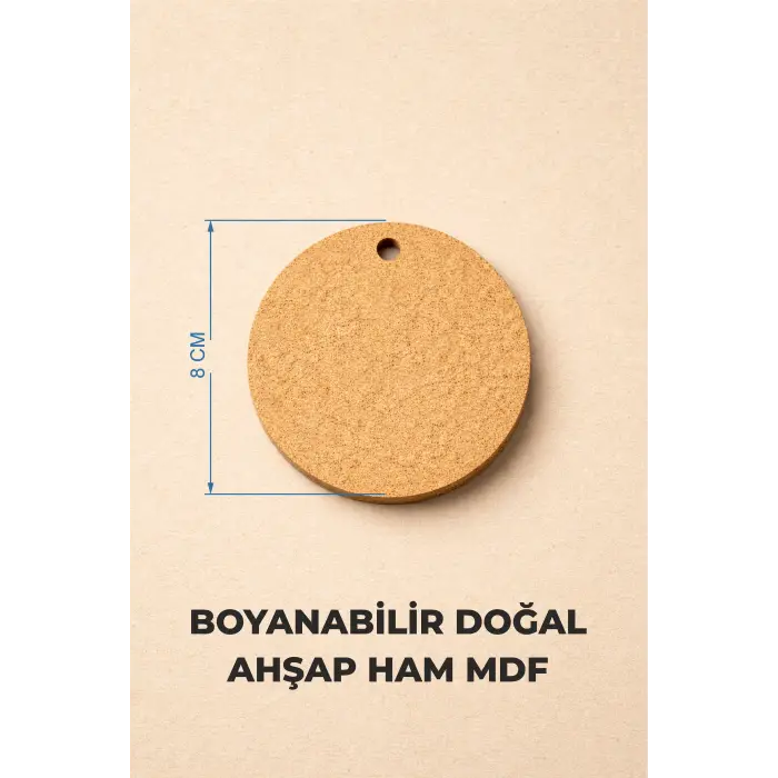 8 Cm Yuvarlak Supla Magnet Tahtası 3 mm Naturel Ham Boyanabilir Ahşap