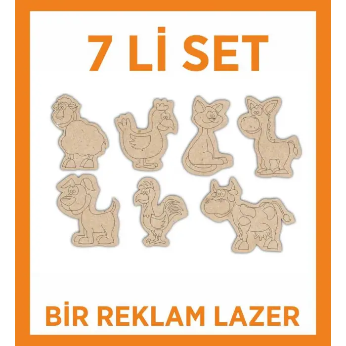 Ahşap 7 li Set Hayvanlar Boyama Eğitici Montessori Çocuk Gelişim Oyuncağı