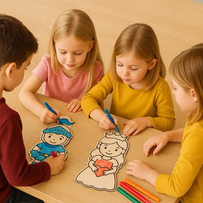 Ahşap Boyama 2Li Seti – Prenses ve Şövalye Figürleri