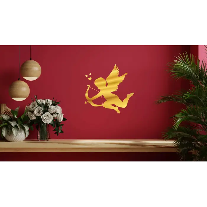 Aşk Meleği Gold Gümüş Pleksi Akrilik Cam