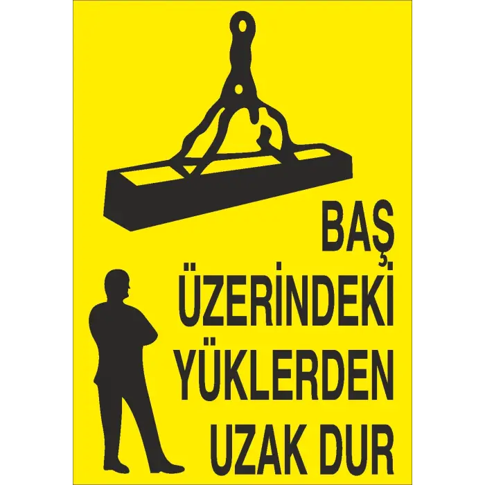 Baş Üzerindeki Yüklerden Uzak Dur İş Güvenliği Uyarı Levhası