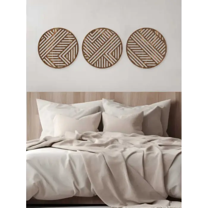 Bohem Ahşap Duvar Dekorasyonu 3lü set 25 cm