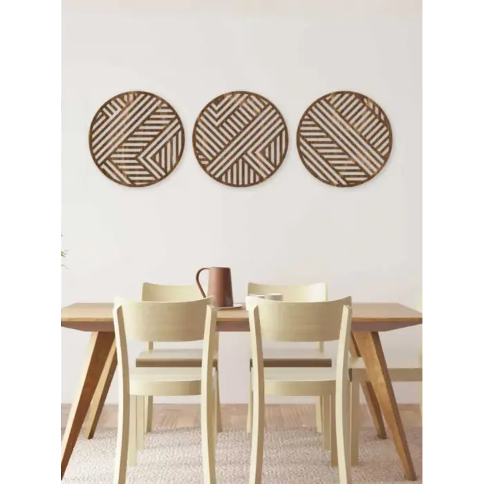 Bohem Ahşap Duvar Dekorasyonu 3lü set 25 cm