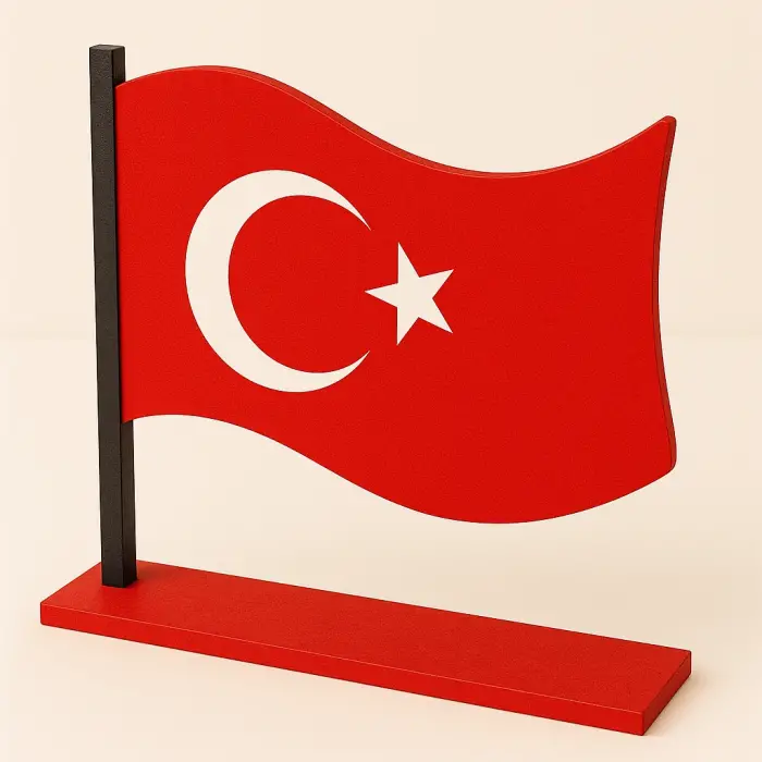Boyanabilir Türk Bayrağı Standlı Ahşap Oyuncak Etkinlik Aktivite 1 Ad