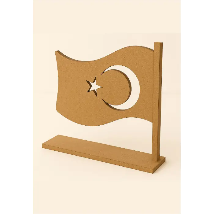 Boyanabilir Türk Bayrağı Standlı Ahşap Oyuncak Etkinlik Aktivite 1 Ad