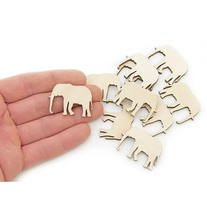 Dekoratif Ahşap Fil Figürü Süsü 5x5 cm 50 Adet