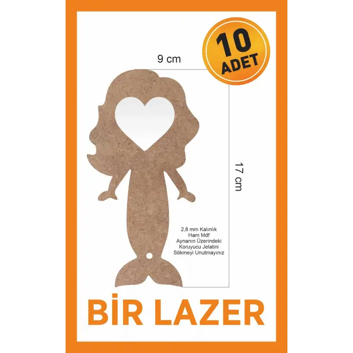 Deniz Kızı Aşk Aynası Ahşap Boyama Okul Diy Etkinlik Aktivite Sanat