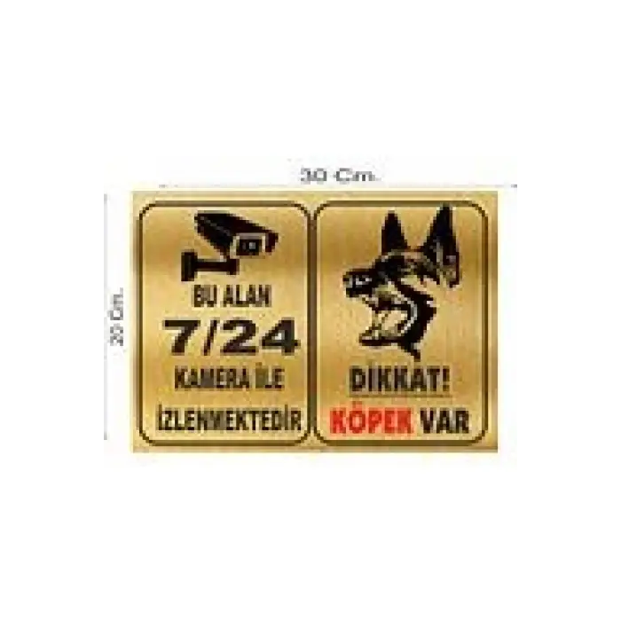 Dikkat Köpek Bulunmaktadır Alan 7/24 Kamera ile İzlenmektedir Metal Uyarı Levhası