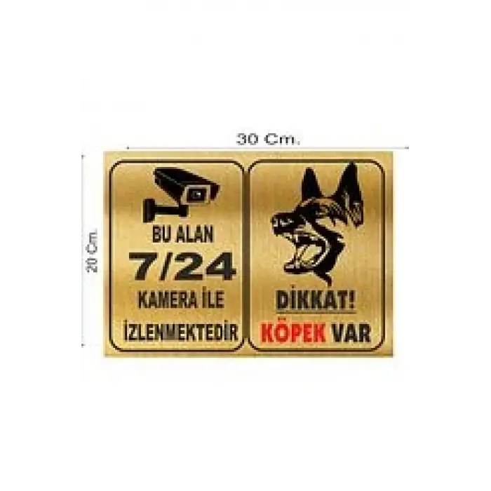 Dikkat Köpek Bulunmaktadır Alan 7/24 Kamera ile İzlenmektedir Metal Uyarı Levhası