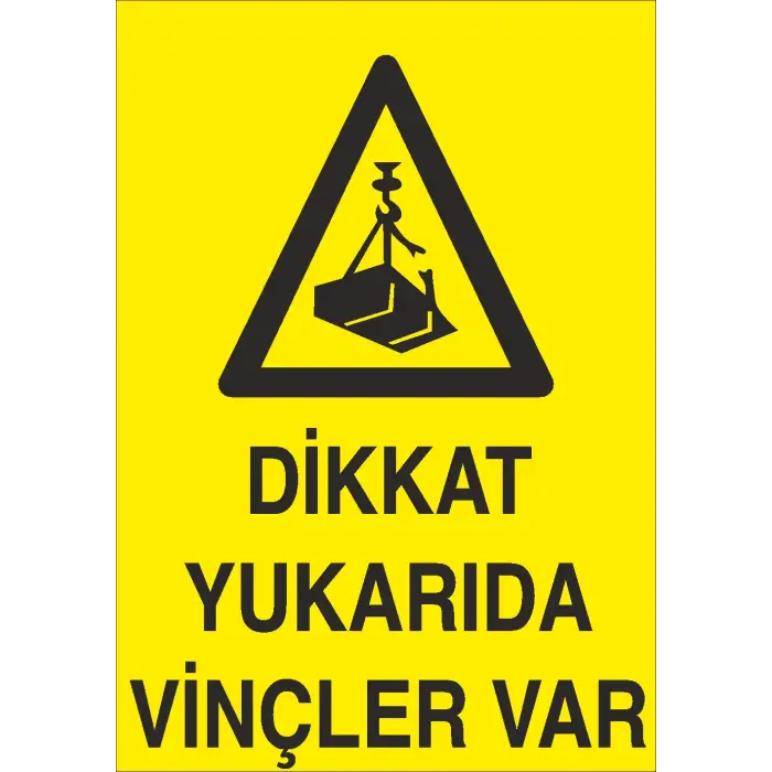 Dikkat Yukarıda Vinçler Var İş Güvenliği Uyarı Levhası