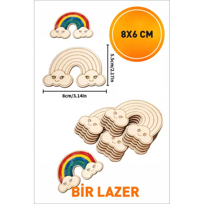 Gökkuşağı Çizgili Ahşap Boyama Okul Diy Etkinlik Aktivite Sanat