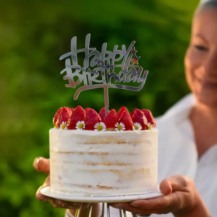 Happy Birthday Yazılı Dekoratif Pleksi Pasta Süsü