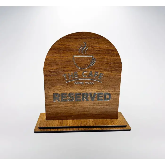 Kafe Restoran Ahşap Masaüstü Rezerve Yazısı
