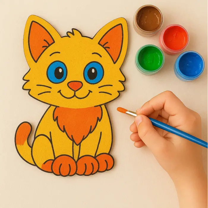 Kedi Ahşap Boyama Okul Diy Etkinlik Aktivite Sanat