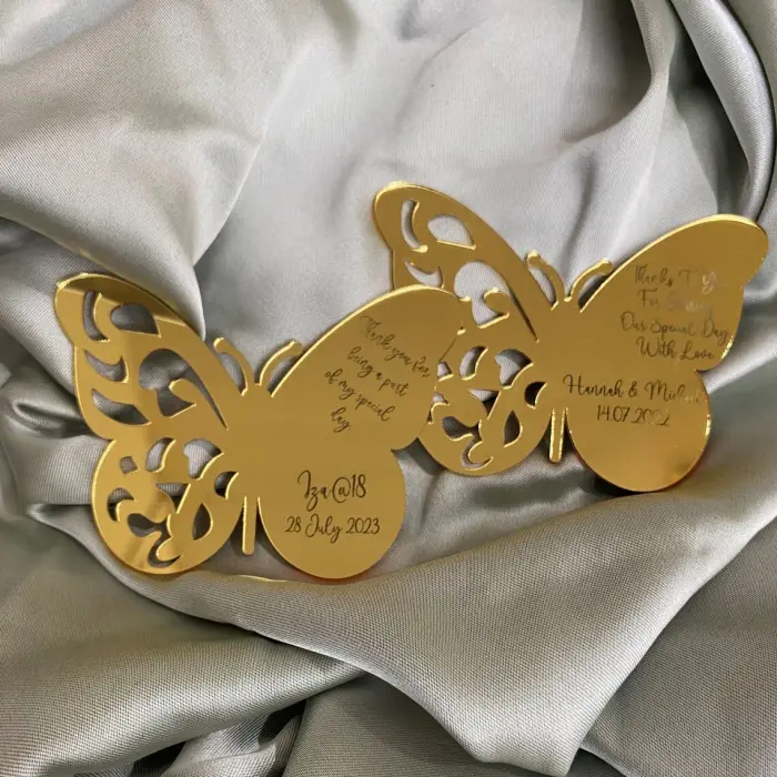 Kelebek Dekorlu Gold veya Gümüş Pleksi Magnet