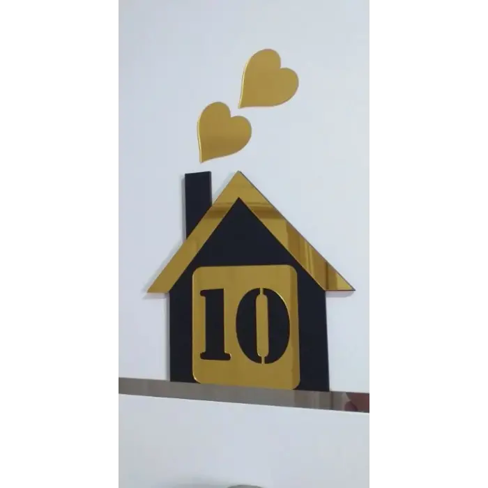 Kişiye Özel Dekoratif Ev Temalı Daire Kapı Numarası Kapı Süsü