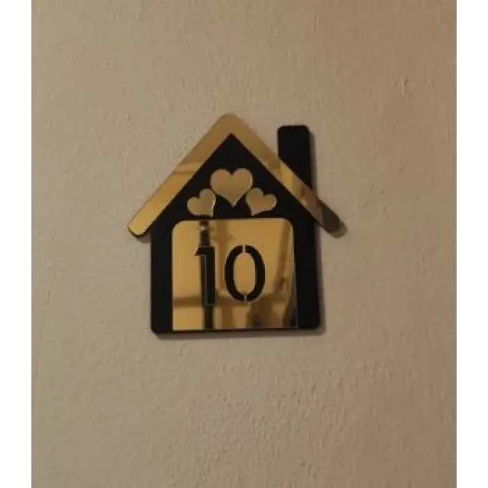 Kişiye Özel Dekoratif Ev Temalı Daire Kapı Numarası Kapı Süsü