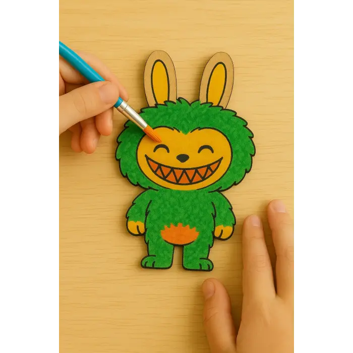 Labubu Karakteri Ahşap Boyama – Okul Öncesi DIY Etkinlik ve Sanat Aktivitesi