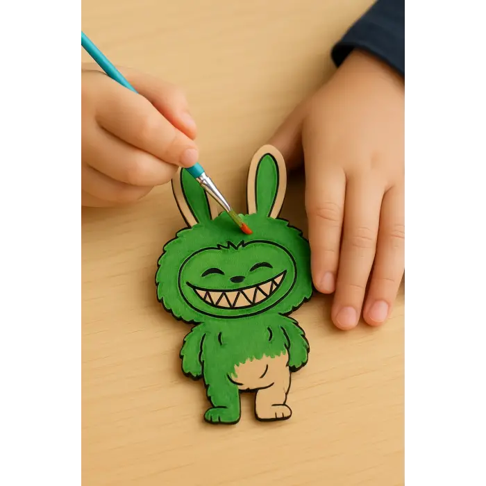 Labubu Karakteri Ahşap Boyama – Okul Öncesi DIY Etkinlik ve Sanat Aktivitesi
