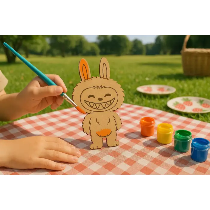 Labubu Karakteri Ahşap Boyama – Okul Öncesi DIY Etkinlik ve Sanat Aktivitesi
