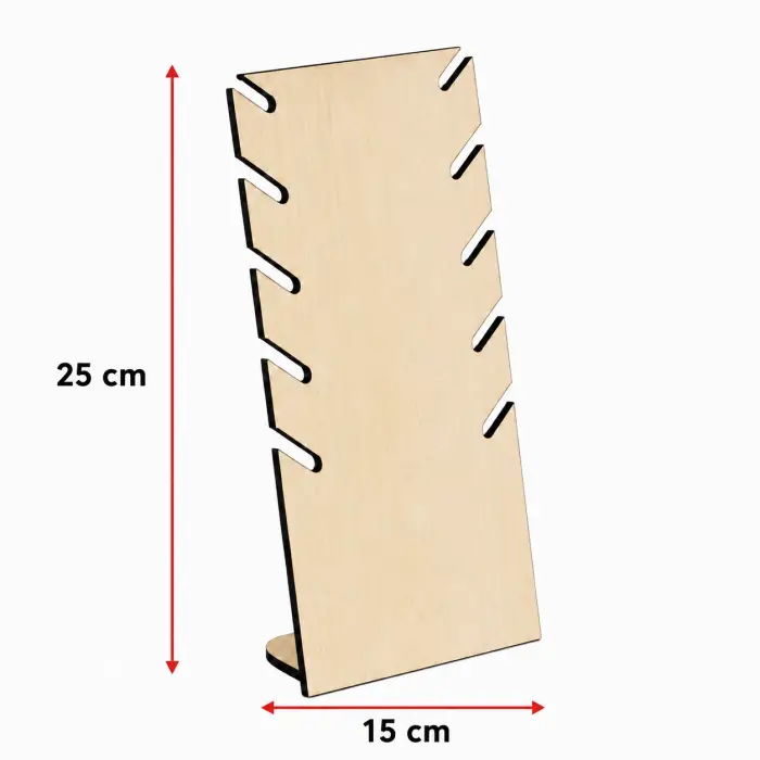 Lazer Kesim Ahşap Kolye Sergileme Standı 25×15 cm  Masaüstü Takı Organizeri