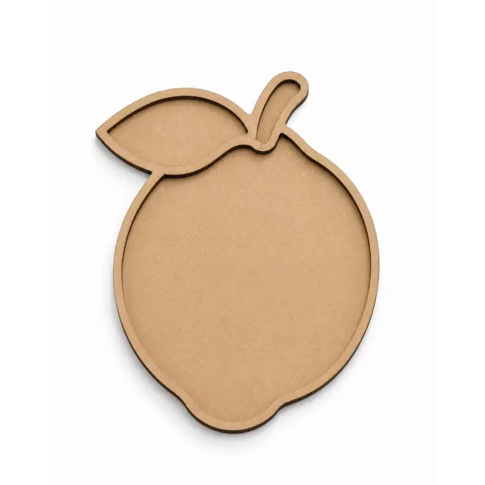 Limon Şeklinde Boyanabilir Ham MDF Dekoratif Sunum Kahve Tepsisi 15x10 cm