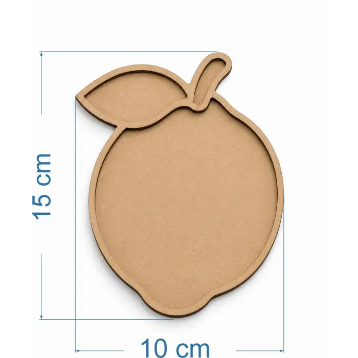 Limon Şeklinde Boyanabilir Ham MDF Dekoratif Sunum Kahve Tepsisi 15x10 cm