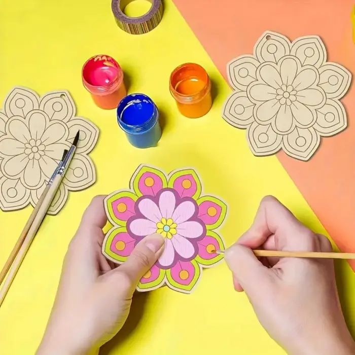 Mandala Ahşap Boyama Otonom Gelişim Çocuk Etkinliği Çocuk Gelişimi 15x15