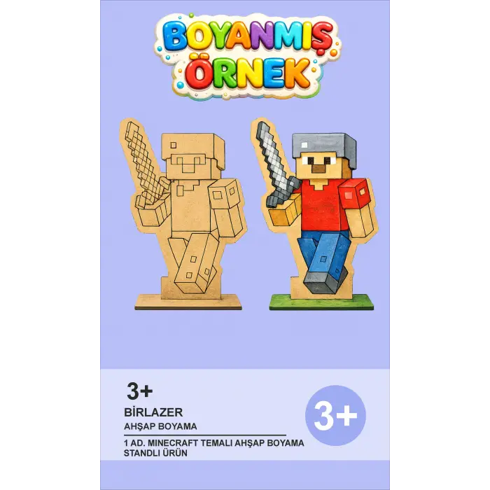 Minecraft Temalı Ahşap Boyama