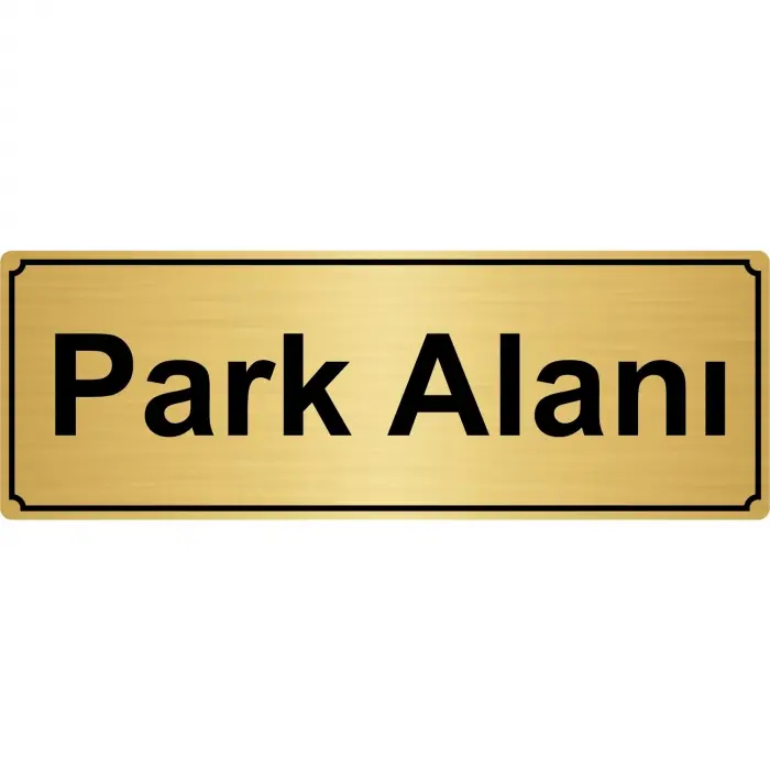 Park Alanı Yönlendirme Levhası 7 x 20 cm Altın Renk Metal