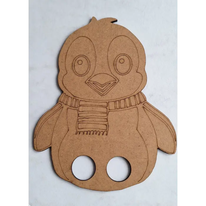 Penguen Dekorlu Parmak Kuklası Ahşap Boyama – Okul Öncesi DIY Sanat Etkinliği