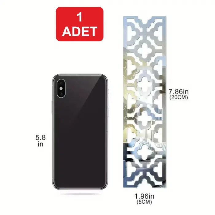 Pleksi Süs Akrilik Ayna Gümüş Motif Desenli Duvar Tavan Süsü Ev Dekorasyon