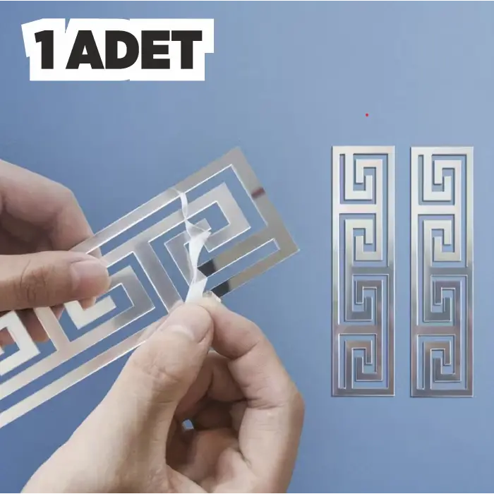 Pleksi Süs Akrilik Ayna Gümüş Motif Desenli Duvar Tavan Süsü Ev Dekorasyonu mdl2