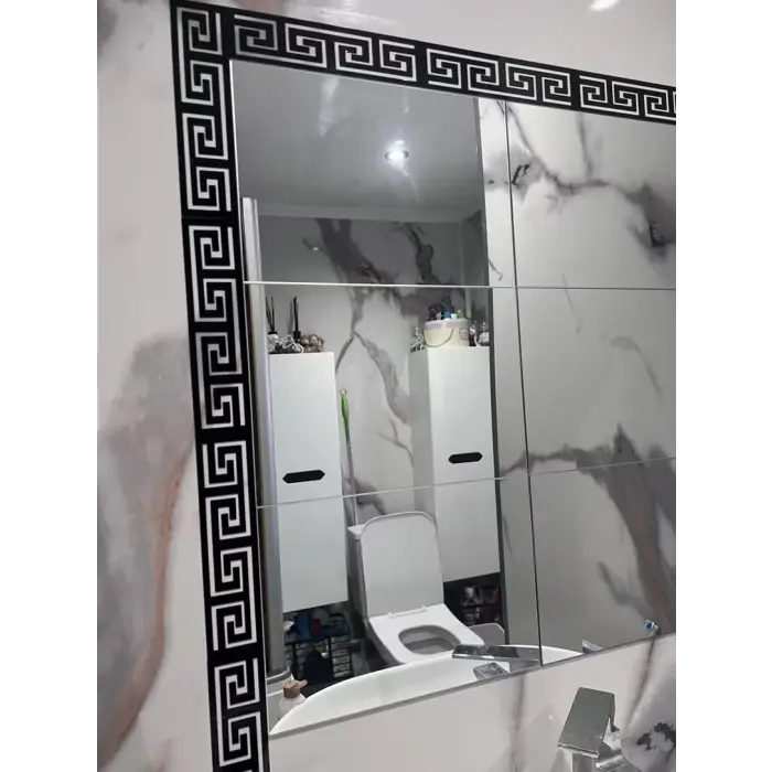 Pleksi Süs Akrilik Ayna Gümüş Motif Desenli Duvar Tavan Süsü Ev Dekorasyonu mdl2